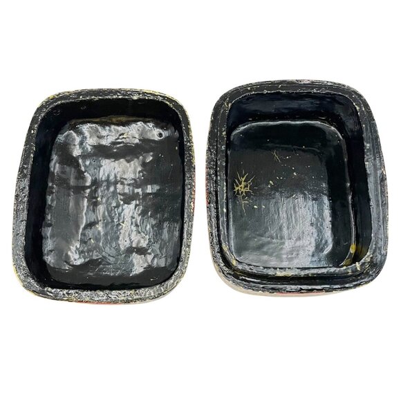 Vintage Indian Kashmiri Papier Mache Hand Painted Lacquer Floral Trinket Box - Picture 6 of 8